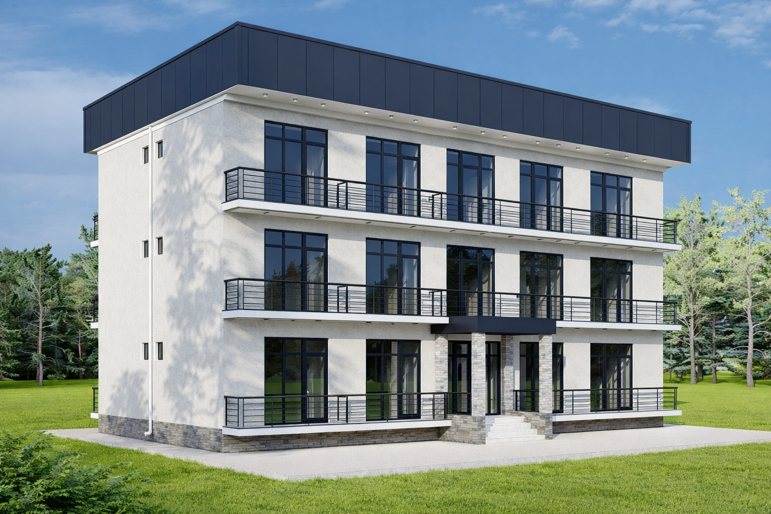 Трехэтажный гостевой дом с цокольным этажом, Бостери